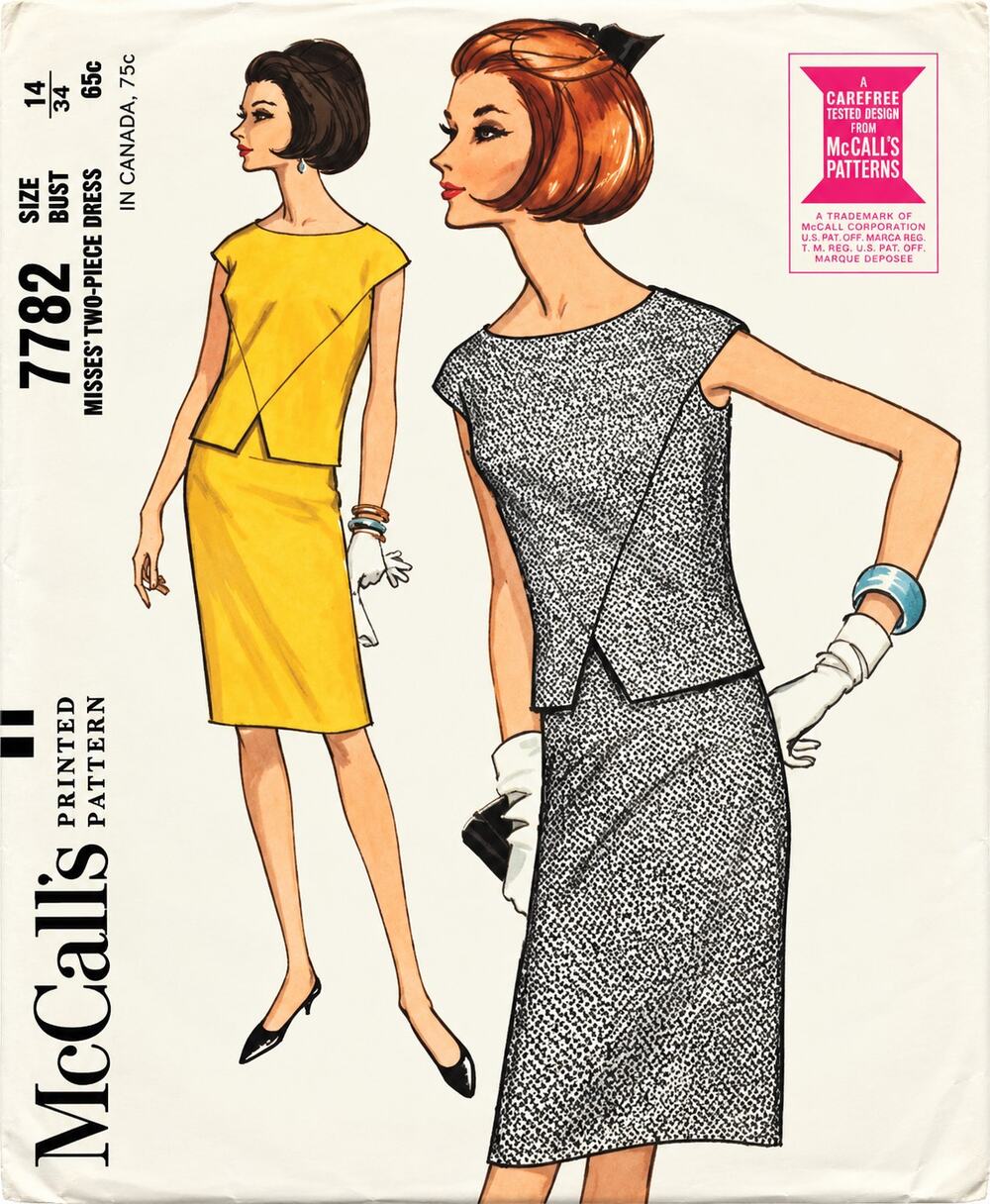1965 McCalls 7782 Sewing Pattern Size 14 Cap Sleeve Shirt & Pencil Skirt Uncut